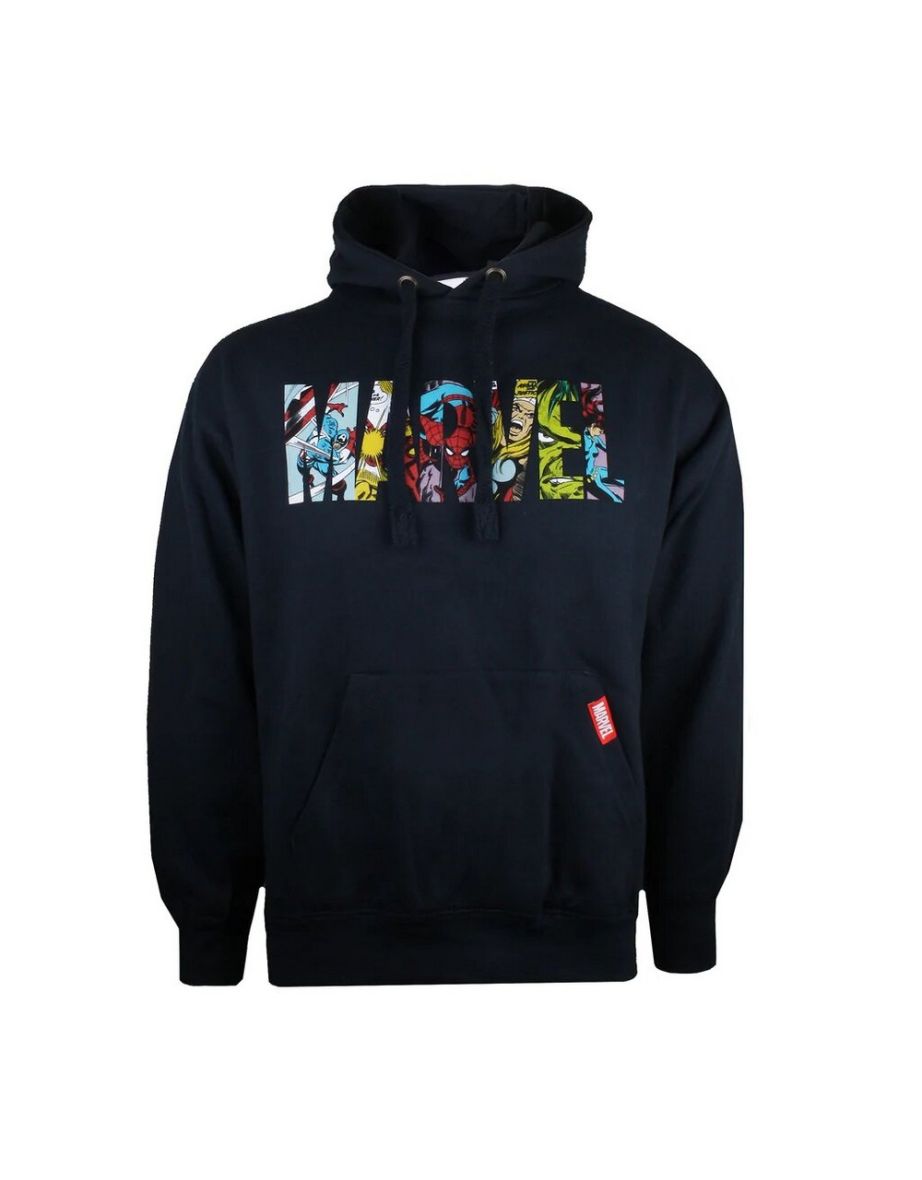 Marvel Mens Characters Logo Hoodie - Navy