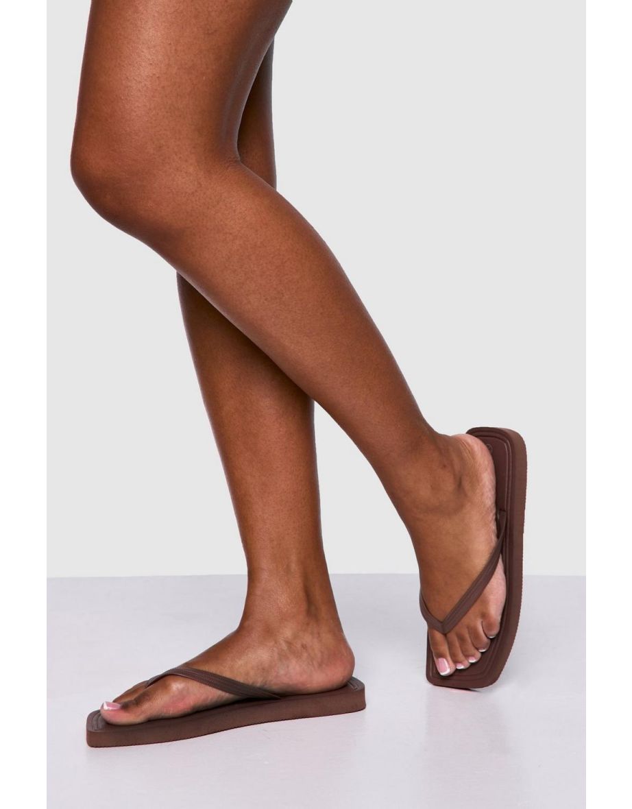 Square Toe Flip Flops - chocolate
