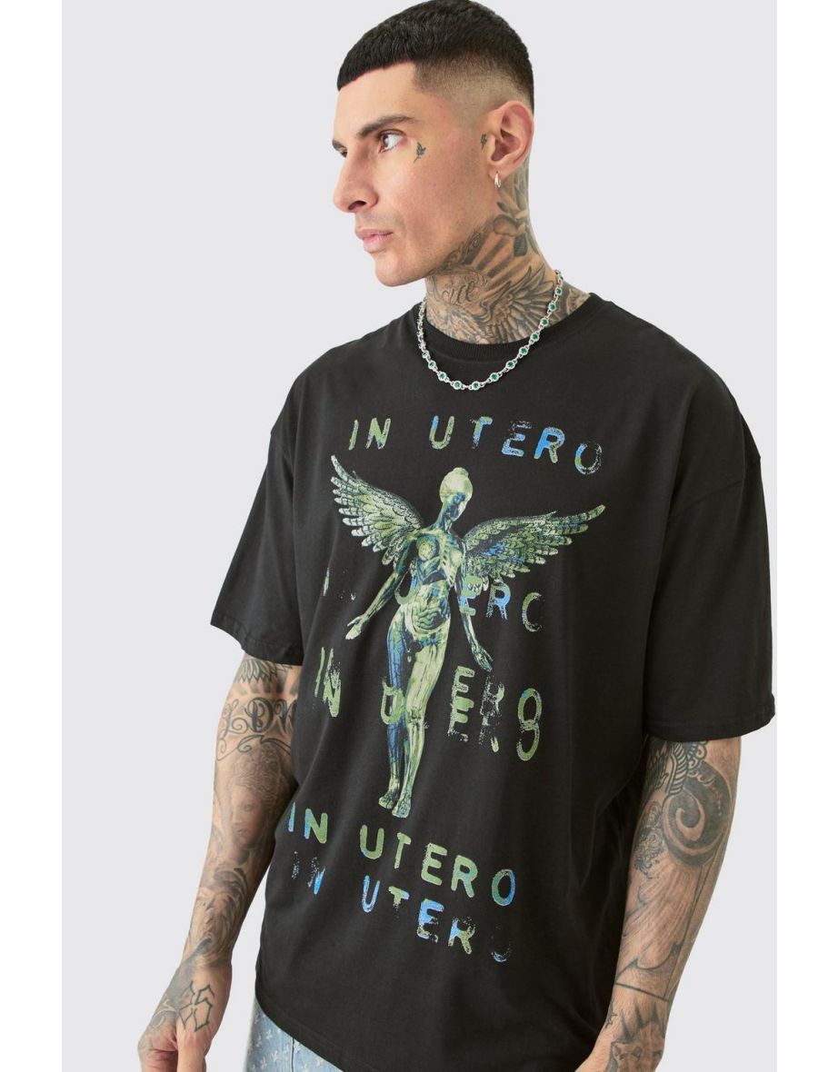 Tall Oversized Nirvana Utero T-shirt In Black