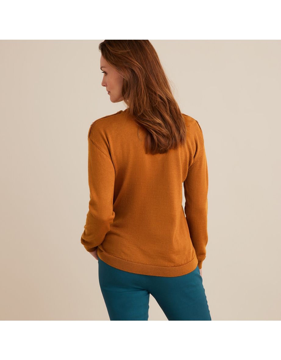 Merino Wool Mix Jumper/Sweater with V-Neck - 3