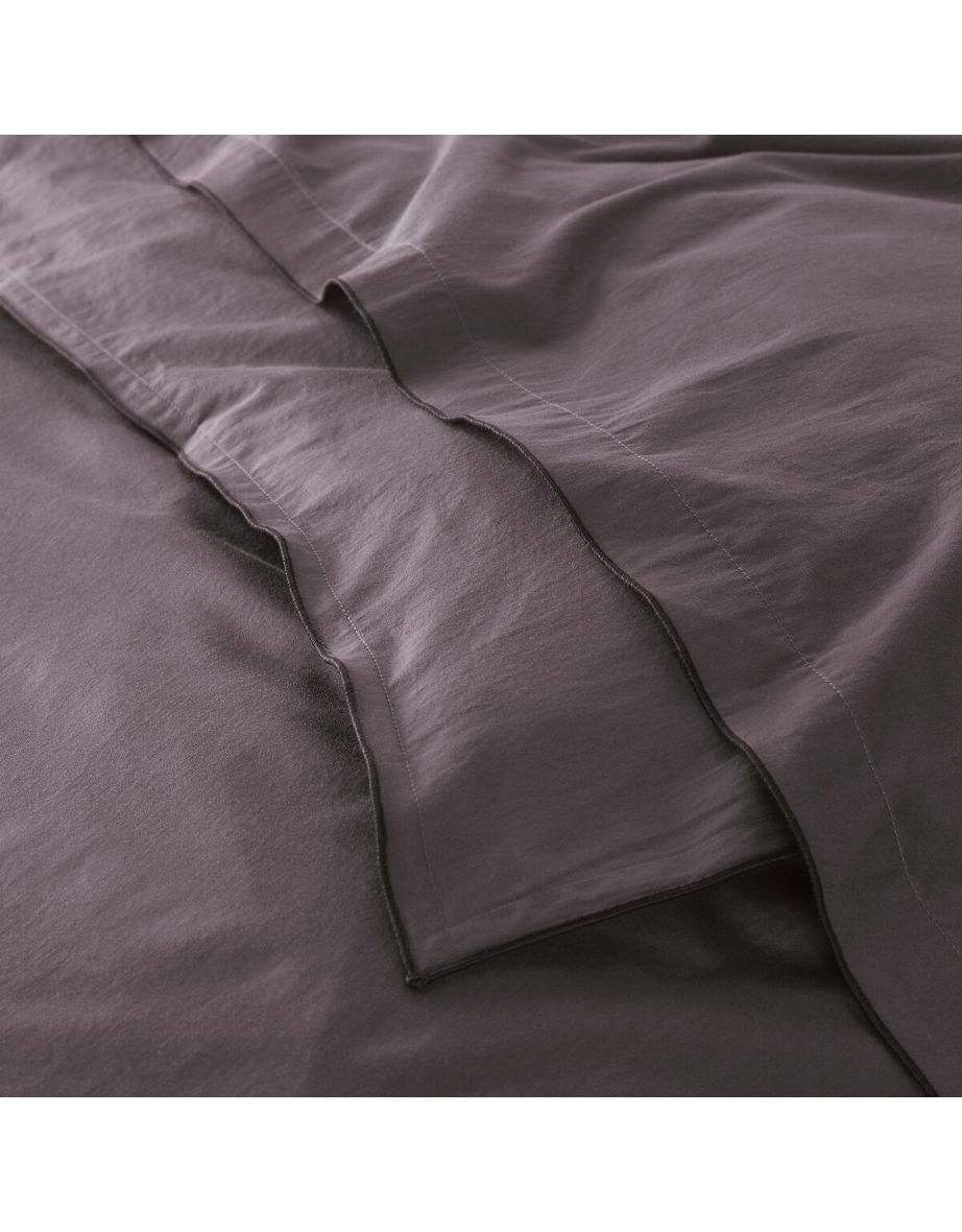 Victor Plain 100% Washed Cotton Satin 300 Thread Count Flat Sheet - 5