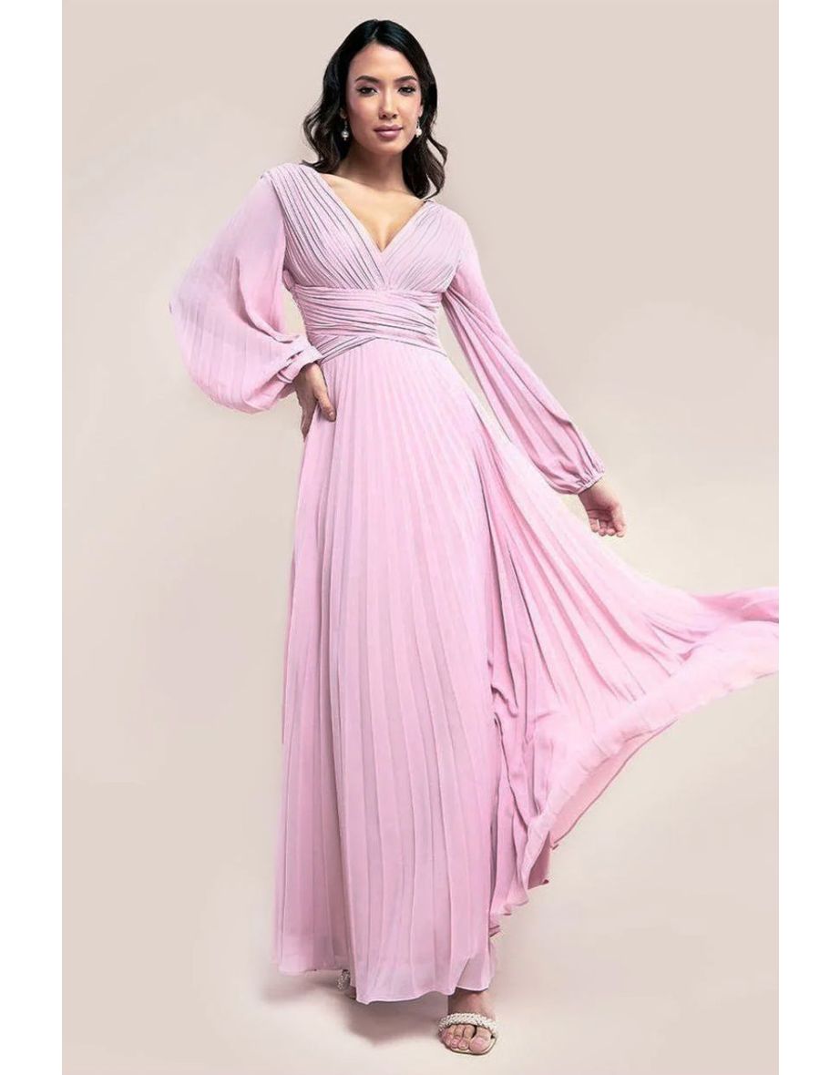 Goddiva Balloon Sleeve Chiffon Maxi