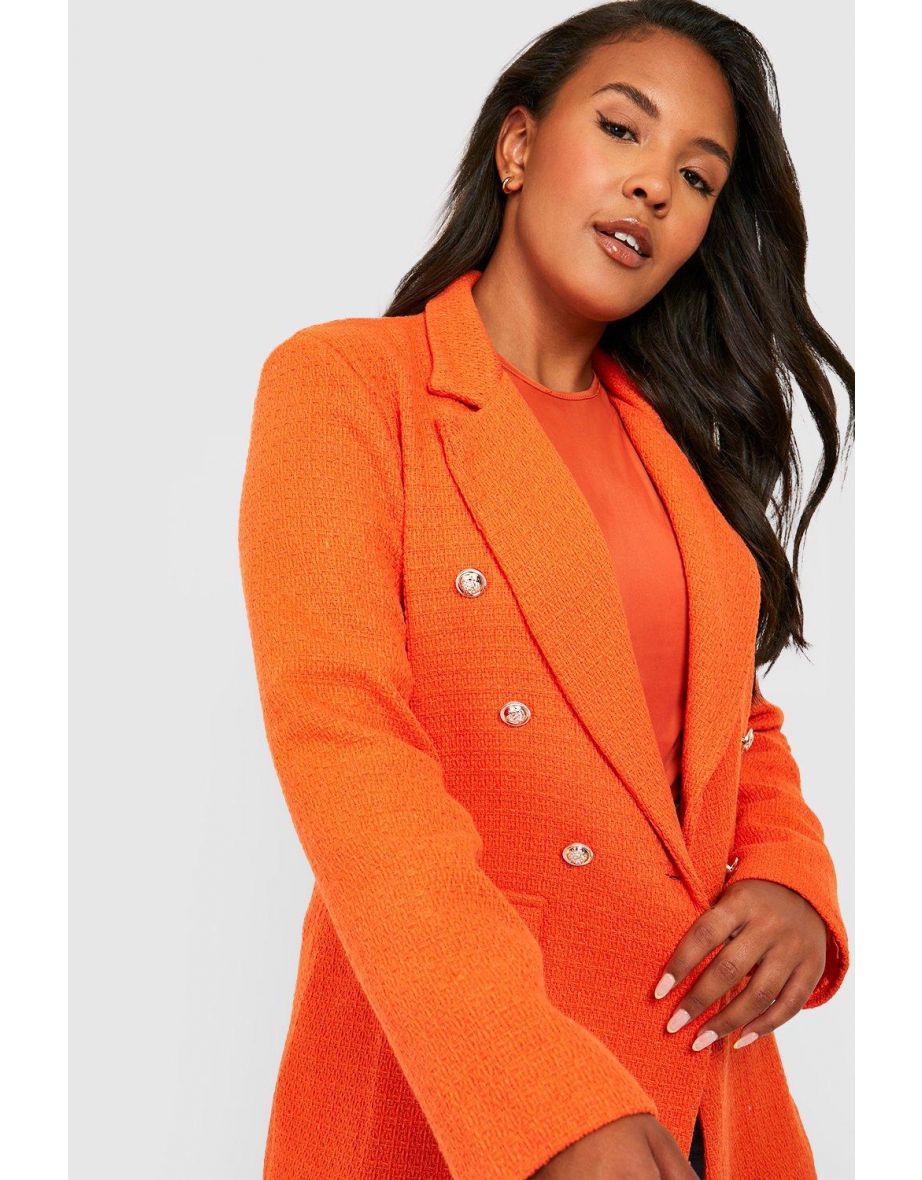 Plus Boucle Military Button Blazer orange