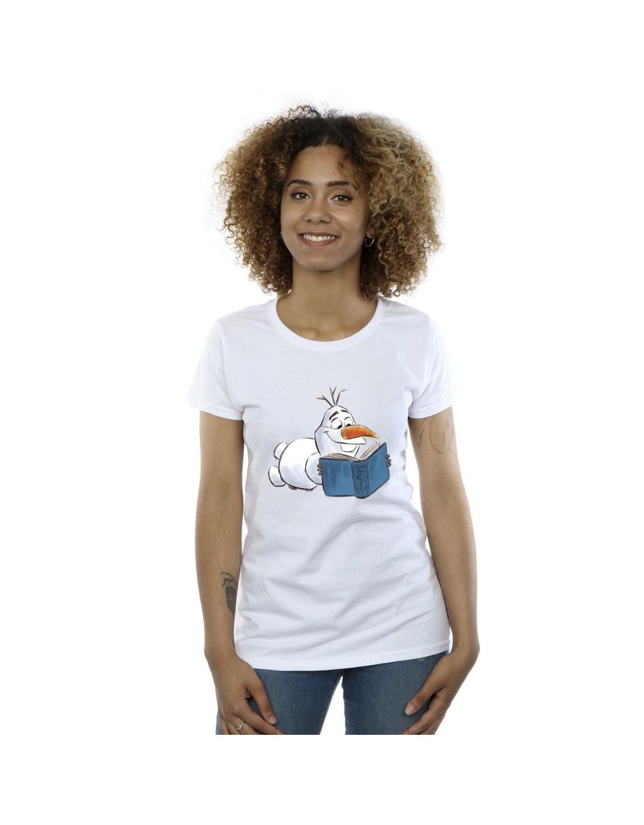Disney Womens/Ladies Frozen Olaf Reading Cotton T-Shirt