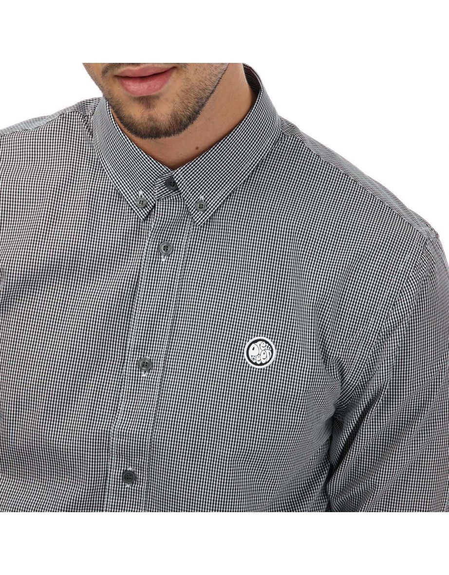 Men's Pretty Green Classic Fit Gingham Shirt in Black - 5