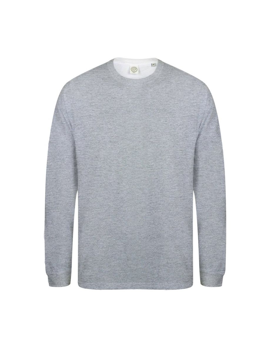 Skinnifit Mens Drop Shoulder Slogan Top - Heather Grey