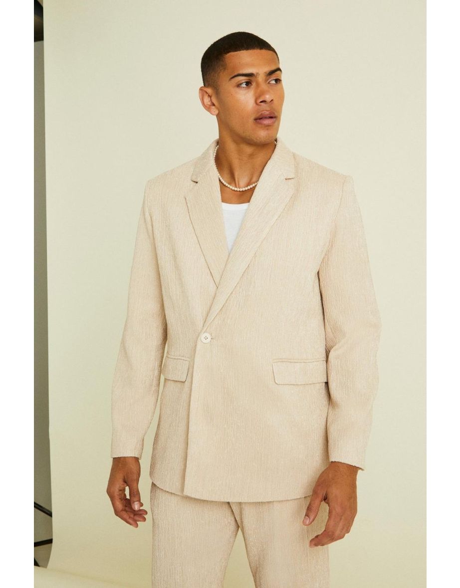 Shop Wrap Front Crinkle Relaxed Suit Jacket - nude Online in Lebanon |  VogaCloset