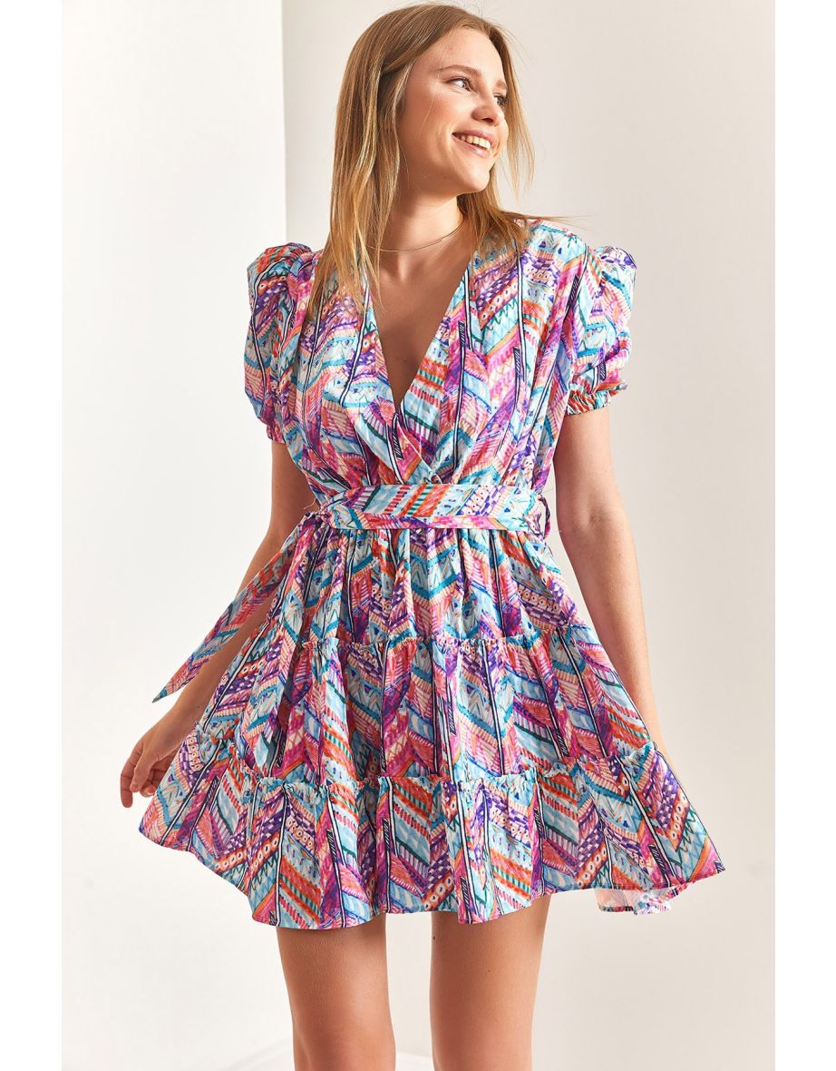Women's Balloon Sleeve V-Neck Dress