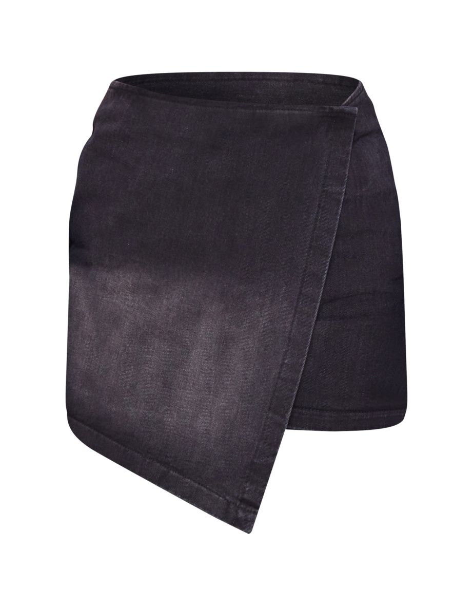 Tall Black Denim Column Mini Skirt - 5