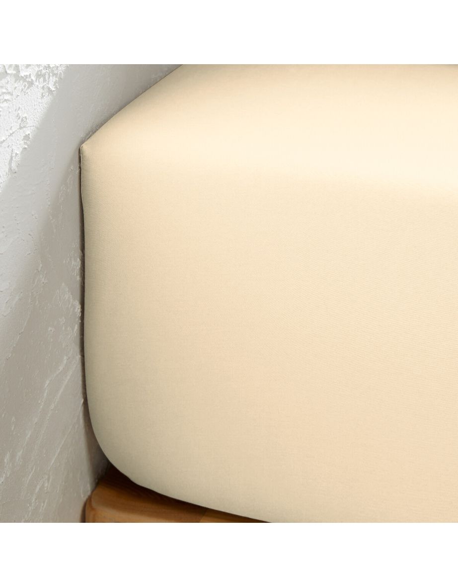 Victor Plain 100% Washed Cotton Satin 300 Thread Count Fitted Sheet - 2