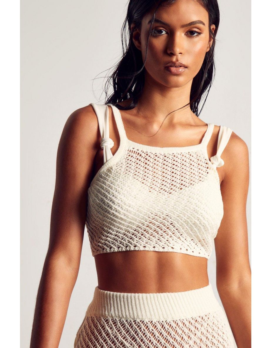 Crochet Knit Racer Crop Top - 1