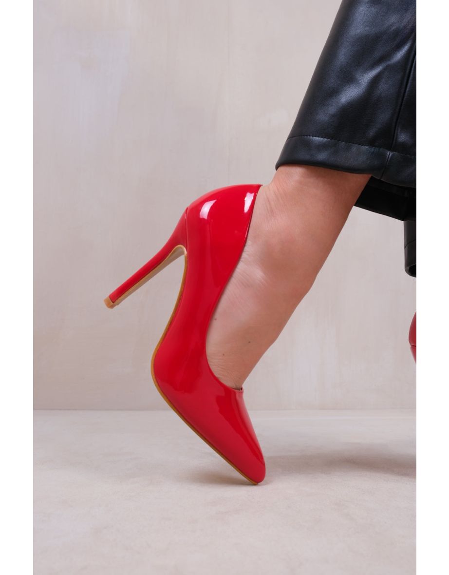KYRA HIGH HEEL STILETTO PUMPS IN RED PATENT - 3