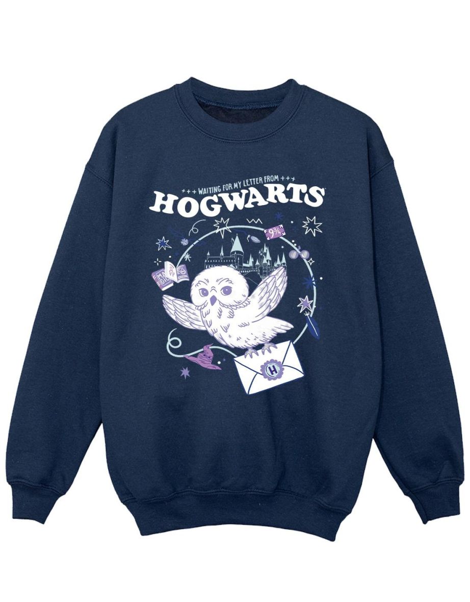 Harry Potter Girls Owl Letter From Hogwarts Sweatshirt - Navy Blue