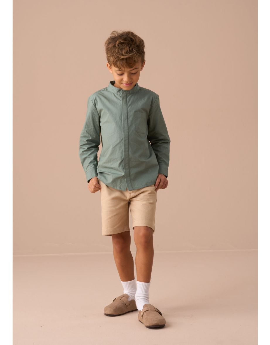 Omar Green Mandrin Collar Smart Shirt