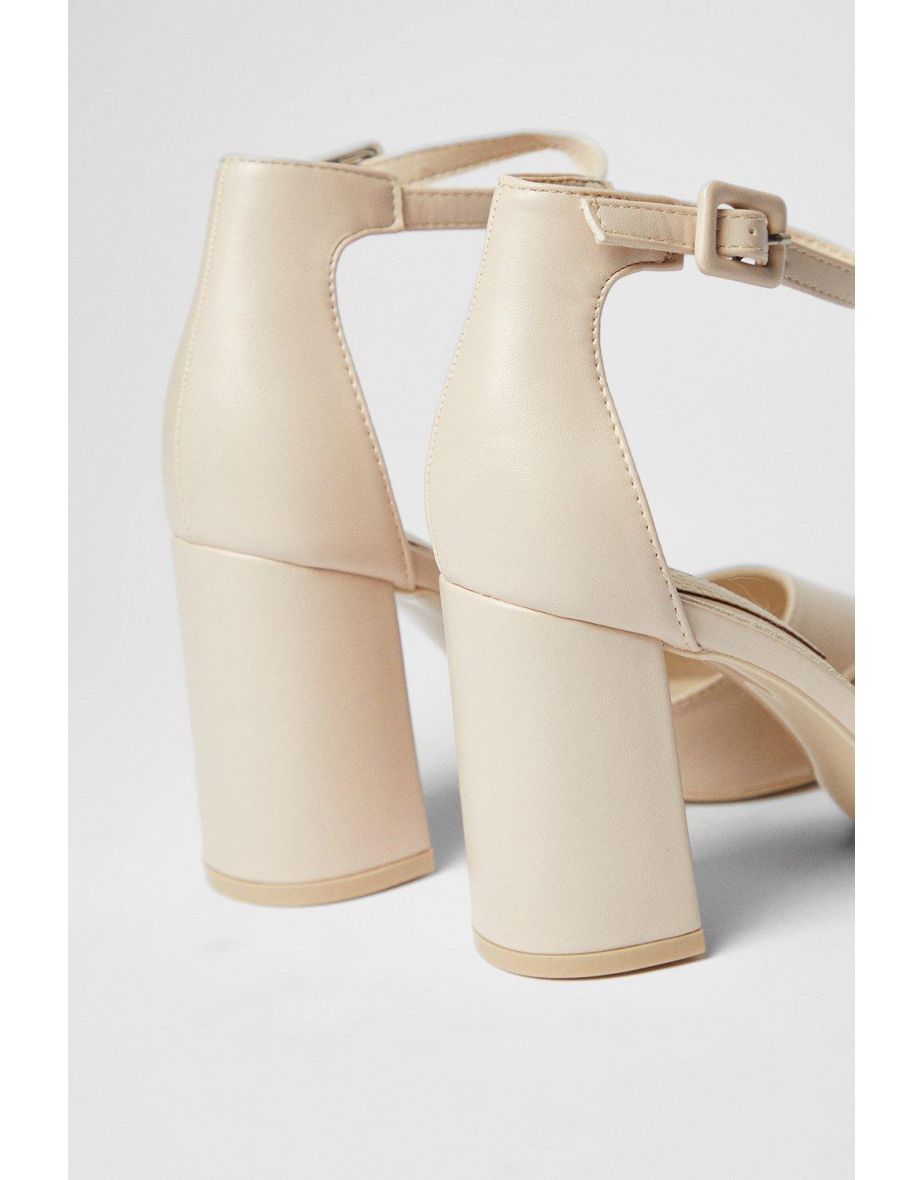Saoirse Covered Buckle Open High Block Heel Court Shoes - 3