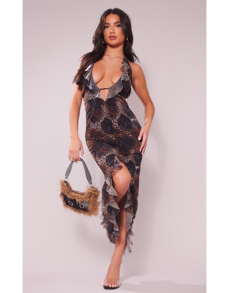 Petite leopard print maxi dress hotsell