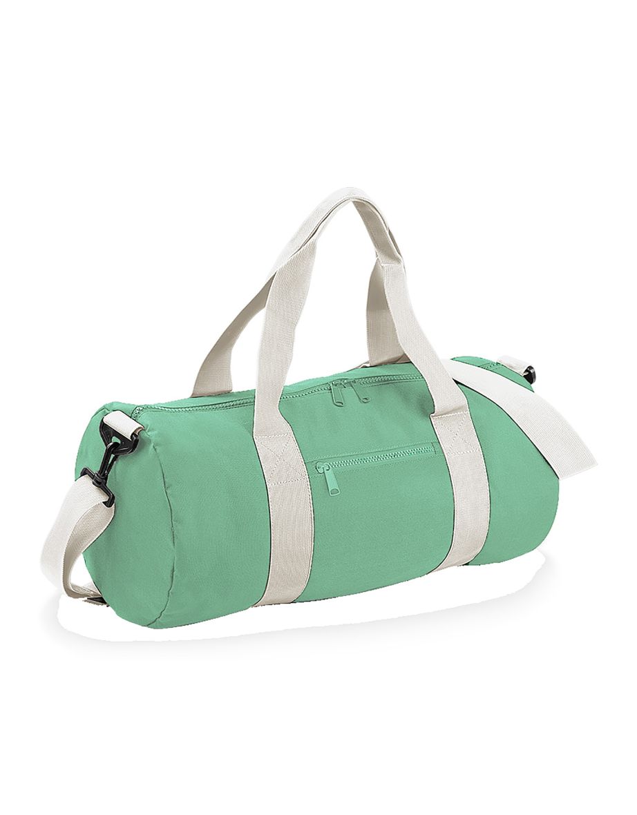 Bagbase Plain Varsity Barrel / Duffle Bag (20 Litres) - Mint Green/Off White