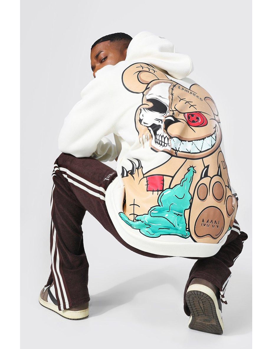 Oversized Ofcl Man Teddy Graphic Hoodie - ecru - 2