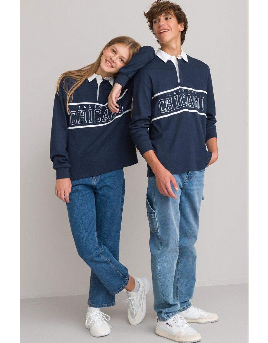Unisex Oversized Rugby Shirt in Cotton with Long Sleeves