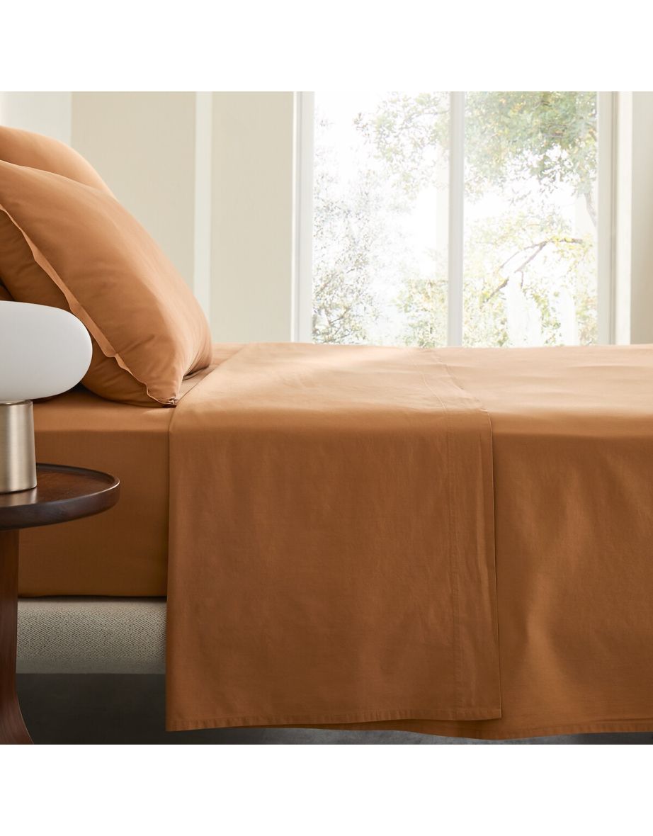 Sabbal Washed Cotton Percale Flat Sheet