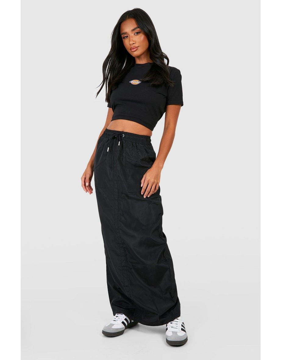 Shop Petite Shell Drawcord Maxi Skirt black Online in Oman VogaCloset