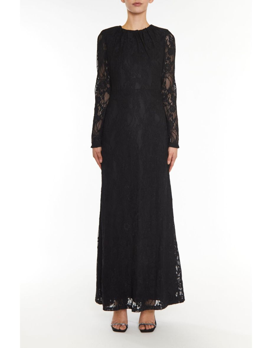 Mela black high neck lace maxi dress best sale