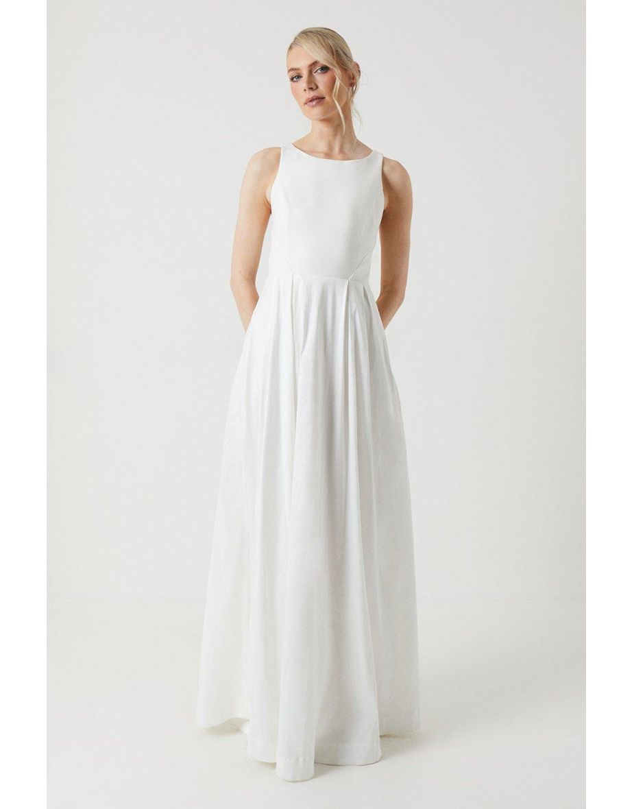 Ponte And Taffeta Mix Maxi Wedding Dress
