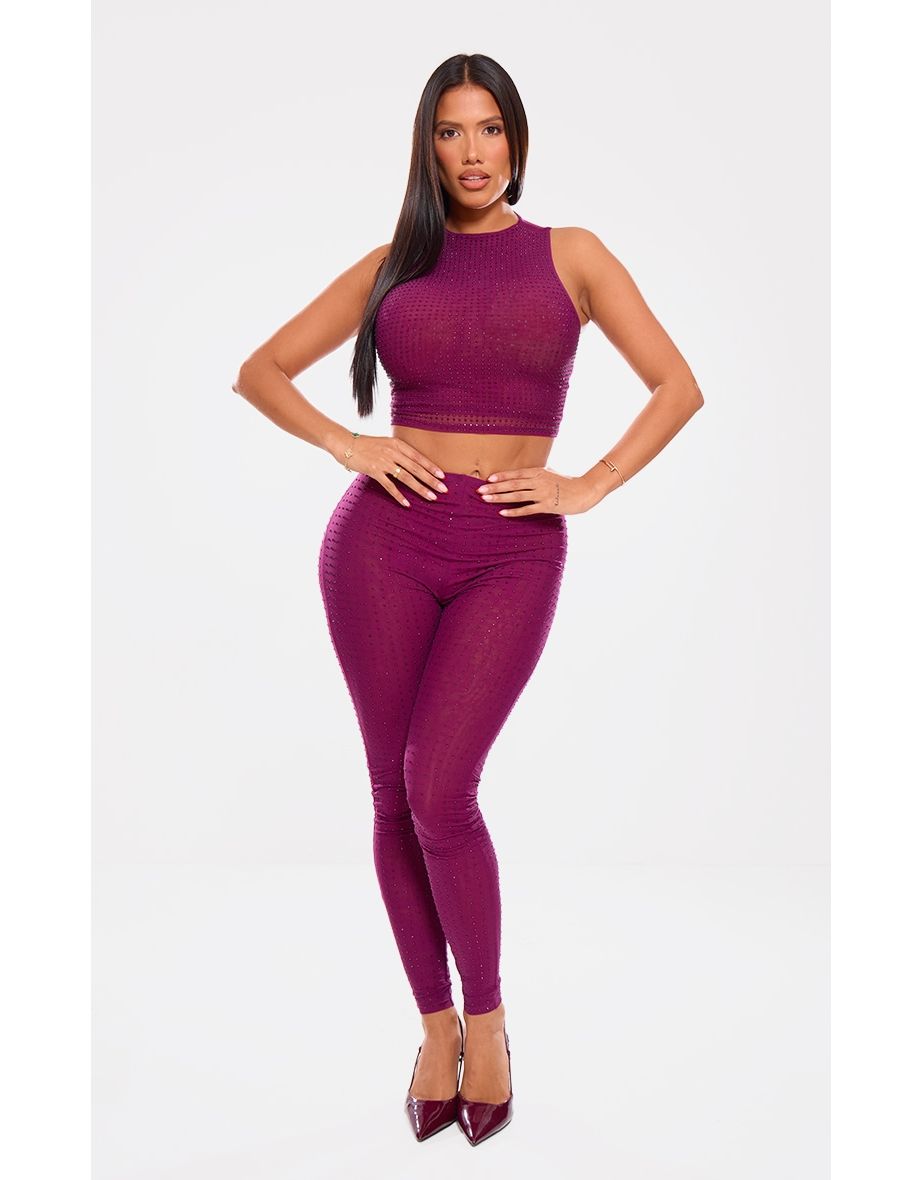 Shape Purple Diamante Sculpt Vest Top