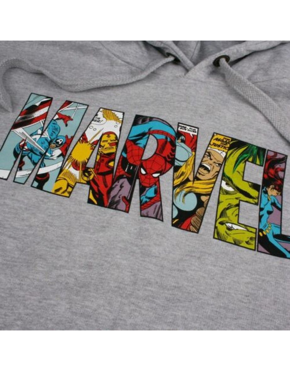 Marvel Mens Characters Logo Hoodie - Sports Grey - 3