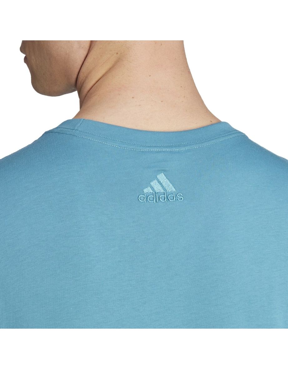 Men's adidas Essentials Linear Embroidered Logo T-Shirt in Blue - 8