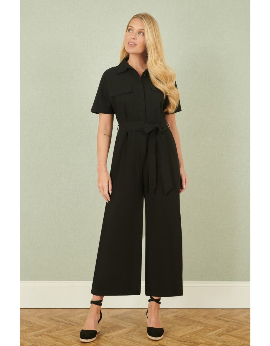 Yumi Black Utility Relaxed Fit Jumpsuit