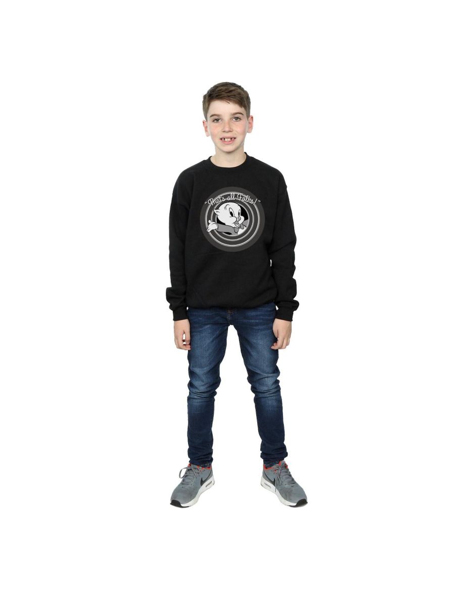 Looney Tunes Boys Porky Pig That´s All Folks Sweatshirt - Black - 3