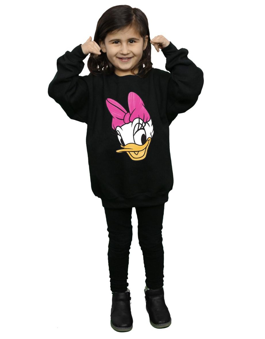 Disney Girls Daisy Duck Head Painted Sweatshirt - Black - 3