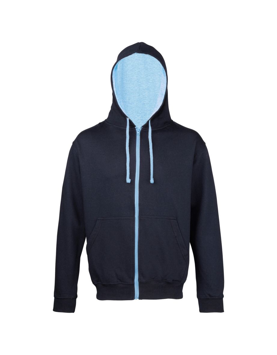 Awdis Mens Varsity Hooded Sweatshirt / Hoodie / Zoodie - New French Navy/Sky Blue
