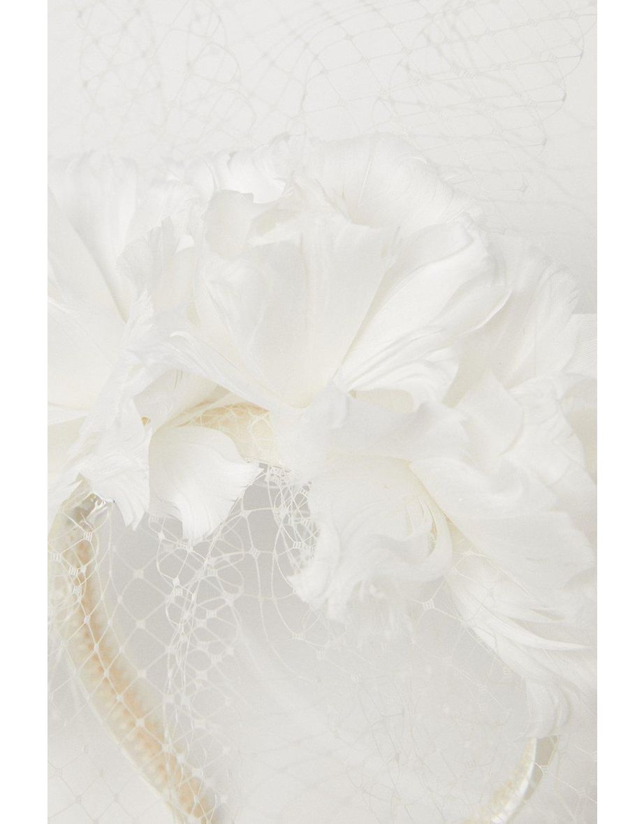 Flower And Mesh Netting Bridal Headband - 2