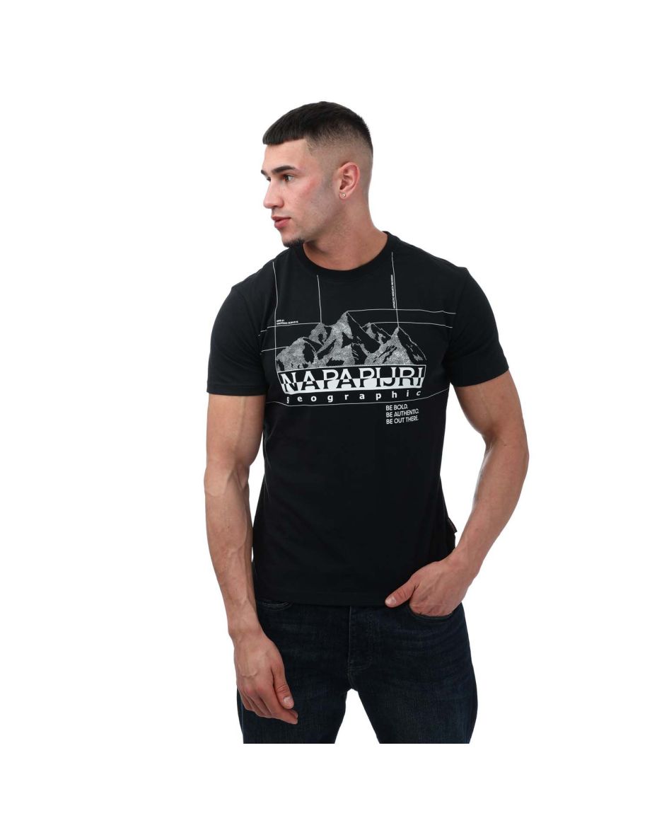 Men's Napapijri S Frame Crew T-Shirt in Black