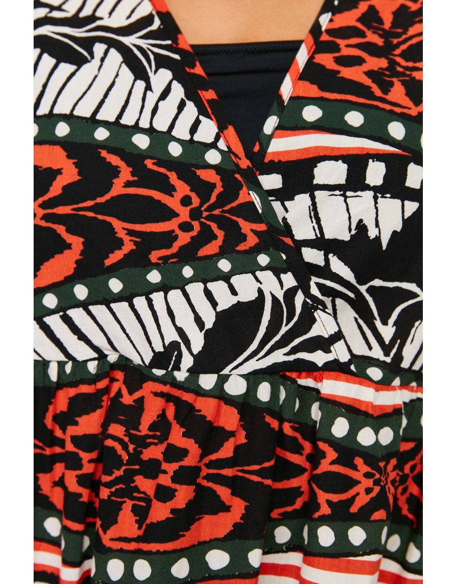 Multi Color Ethnic Pattern Voile Beach Dress - 7