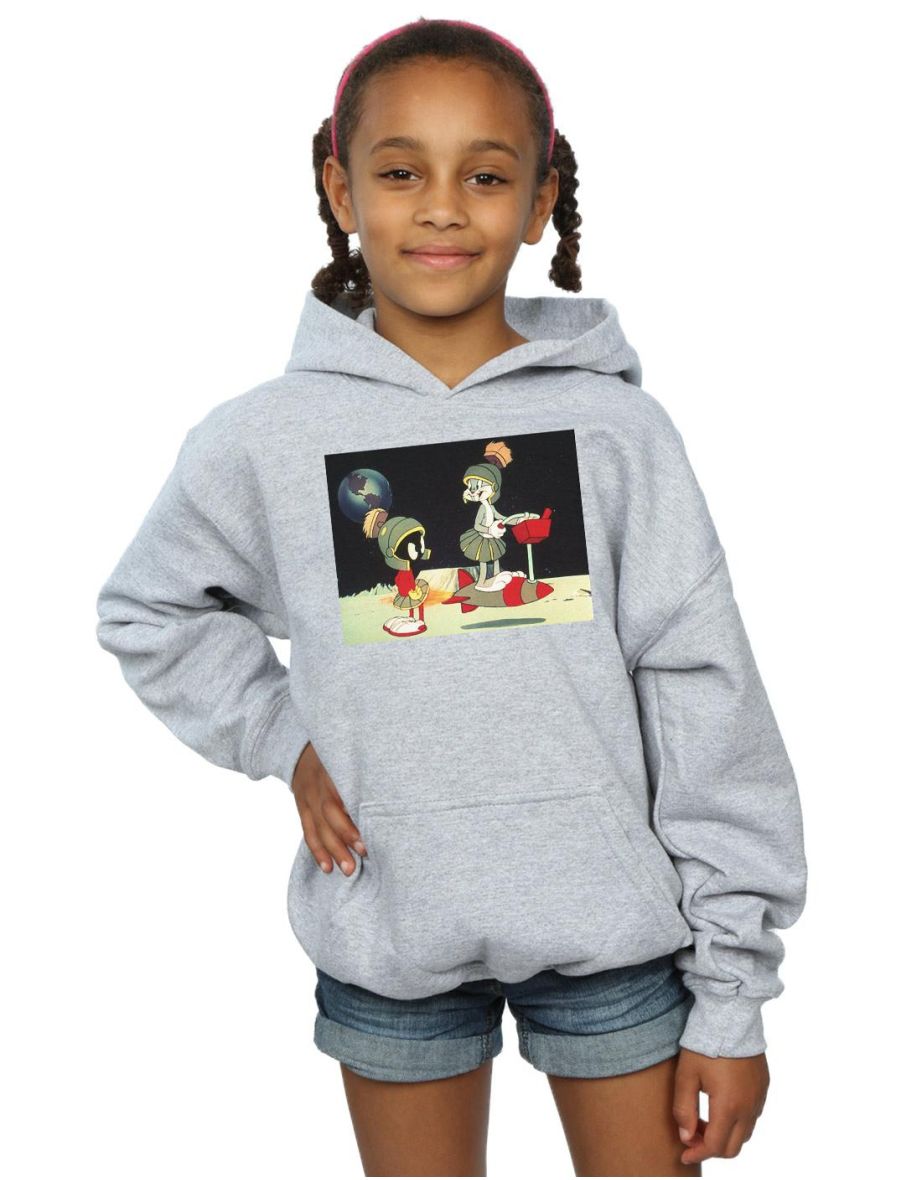 Looney Tunes Girls Bugs Bunny Spaced Hoodie - Sports Grey