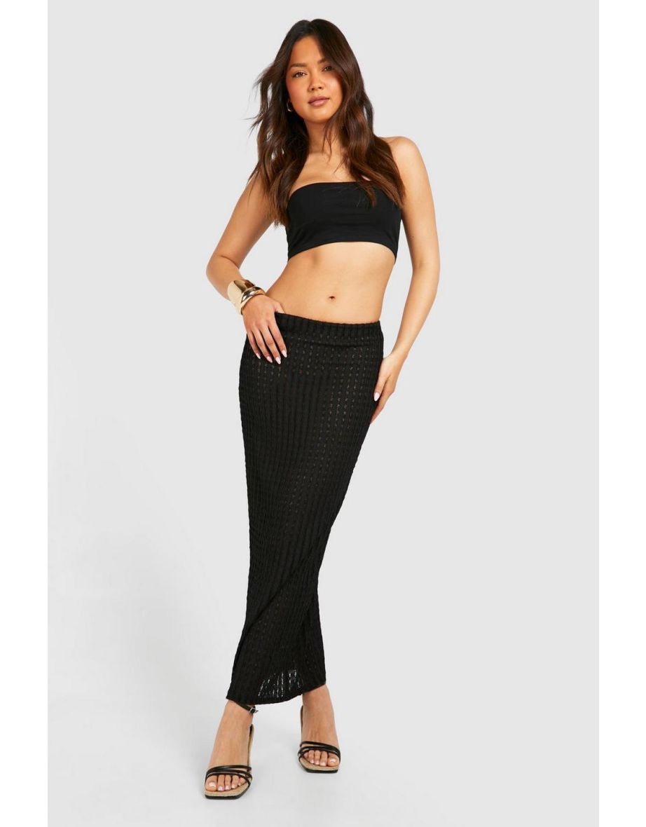 Textured Jersey Low Rise Maxi Skirt