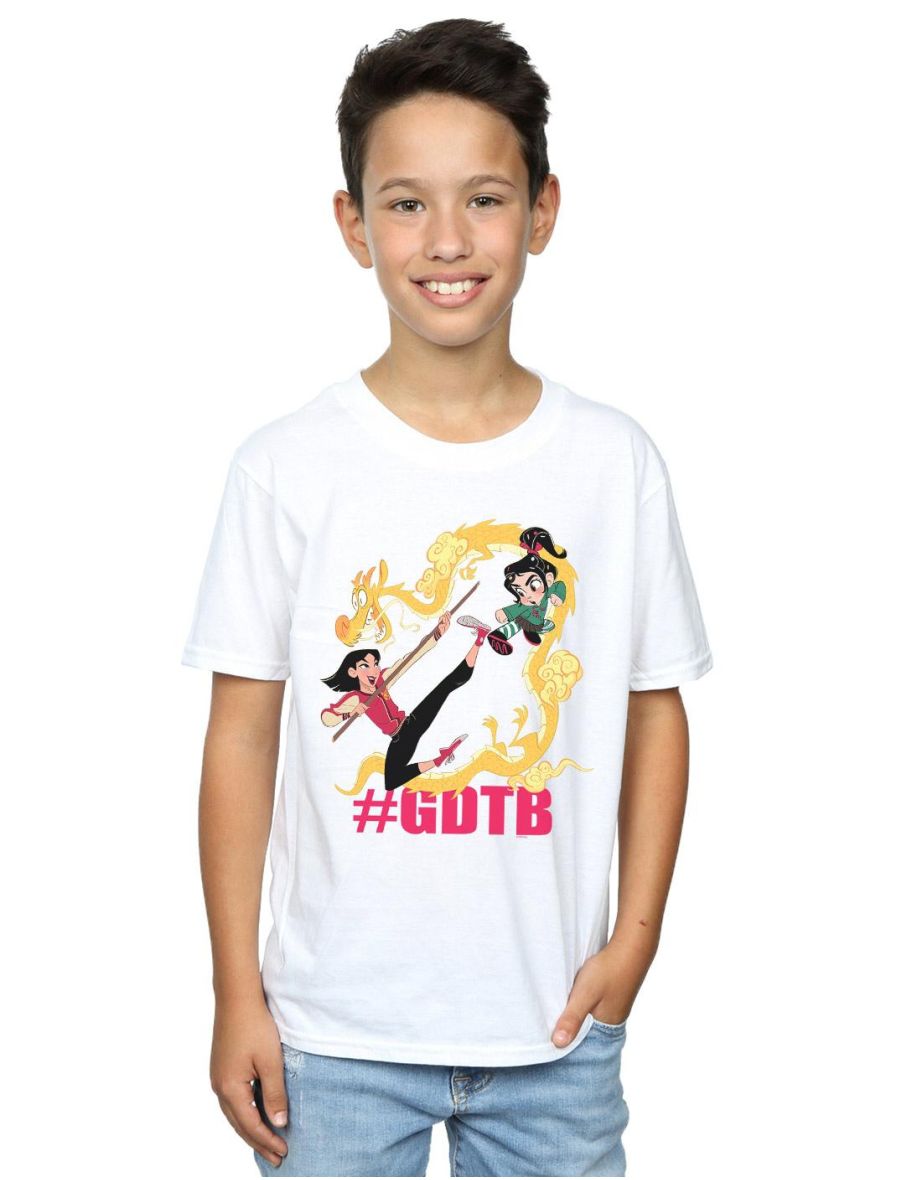 Disney Boys Wreck It Ralph Mulan And Vanellope T-Shirt - White