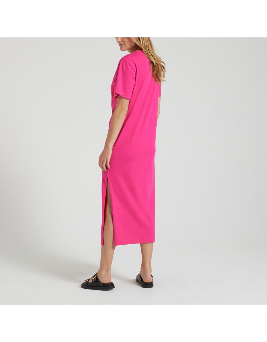 Midaxi T-Shirt Dress with Crew Neck and Short Sleeves - 3