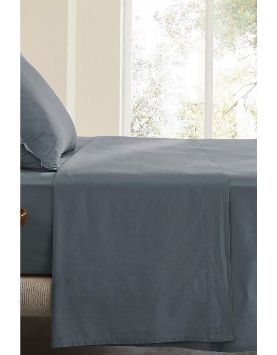 Sabbal Washed Cotton Percale Flat Sheet