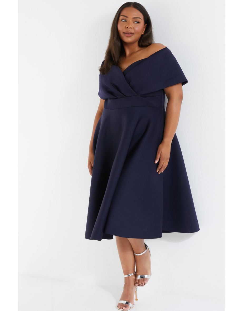 Shop Curve Navy Midi Skater Dress Online in Oman VogaCloset