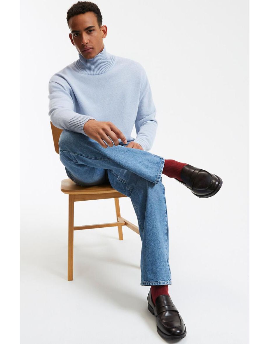 Wool/Cashmere Jumper/Sweater with Funnel Neck, Made in France