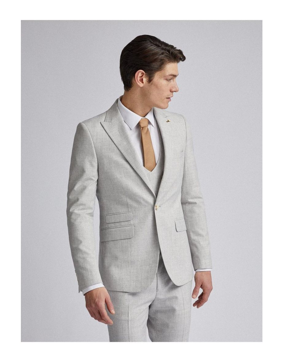 Light Grey Puppytooth Skinny Fit Suit Jacket