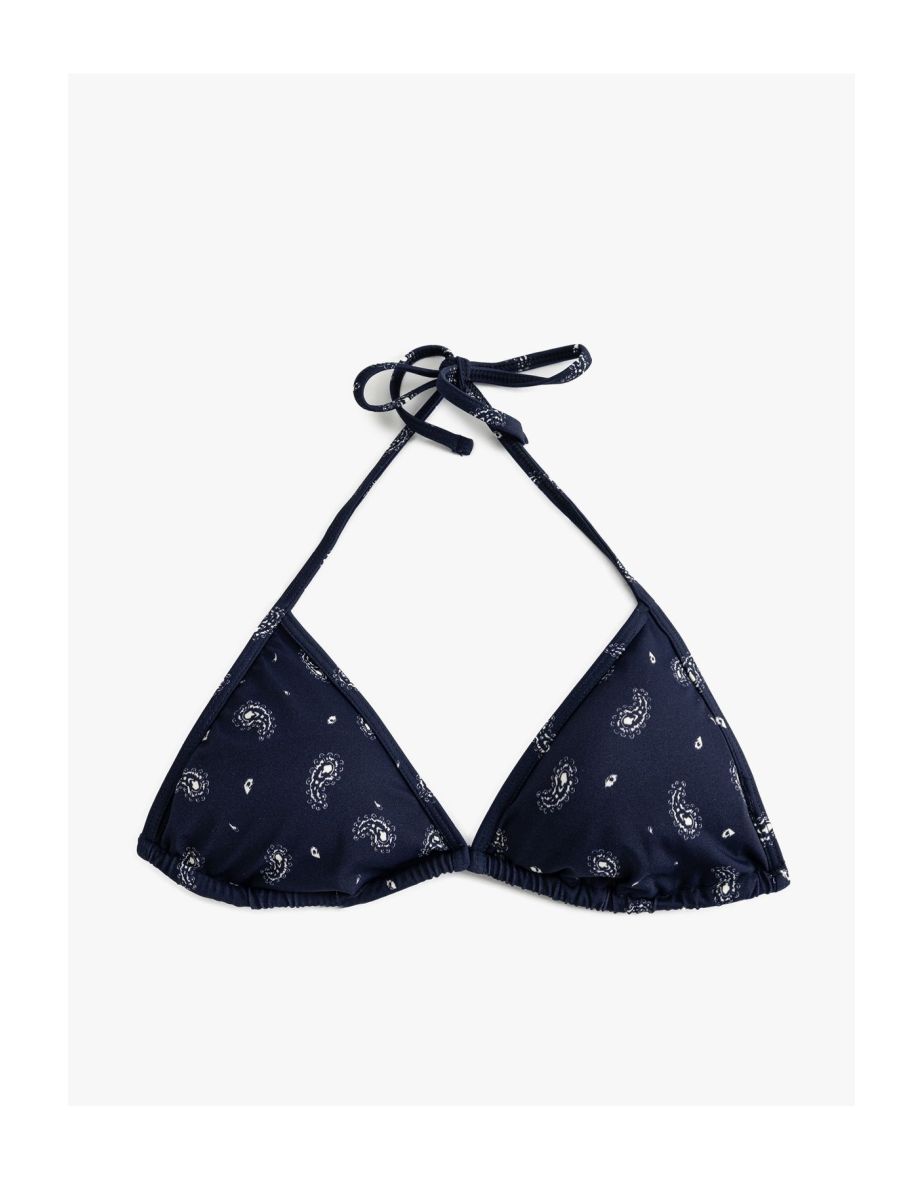 Triangle Bikini Top with Shawl Pattern and Padded Lining