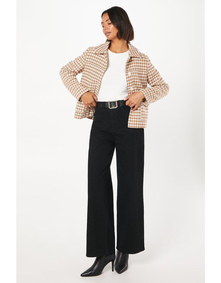 Dogtooth Wool Short Coat
