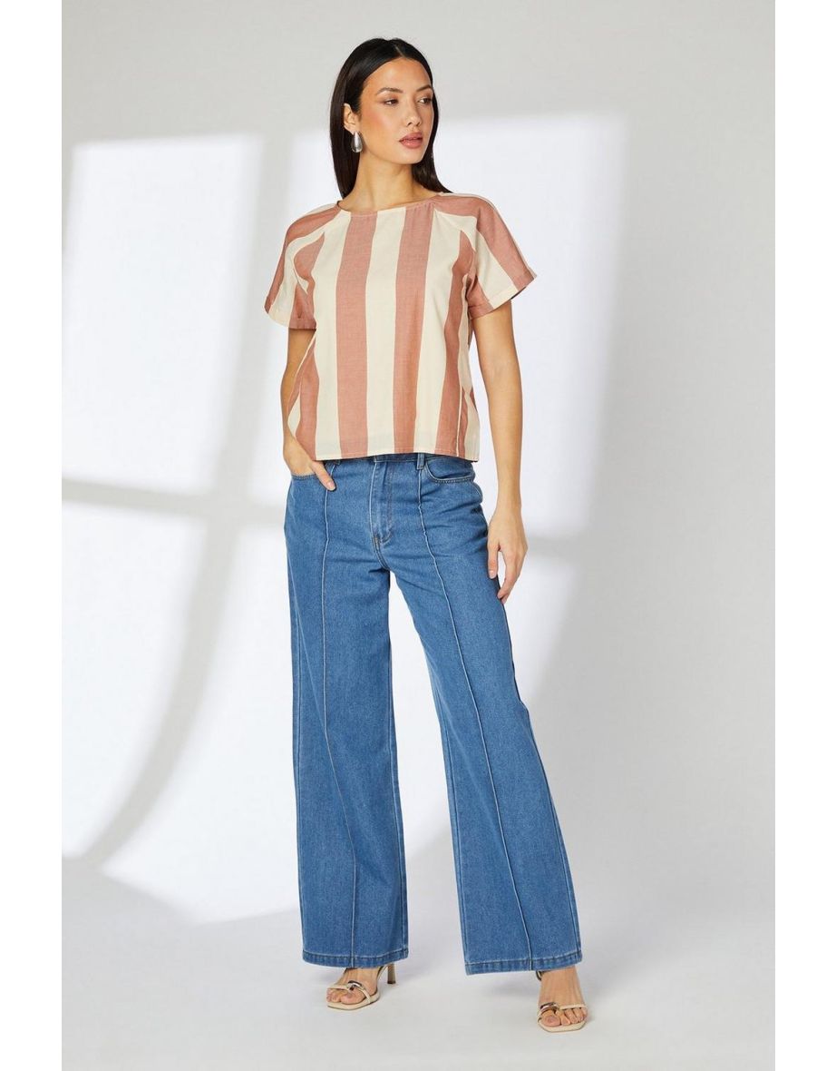 Terracotta Stripe Wide Sleeve Blouse