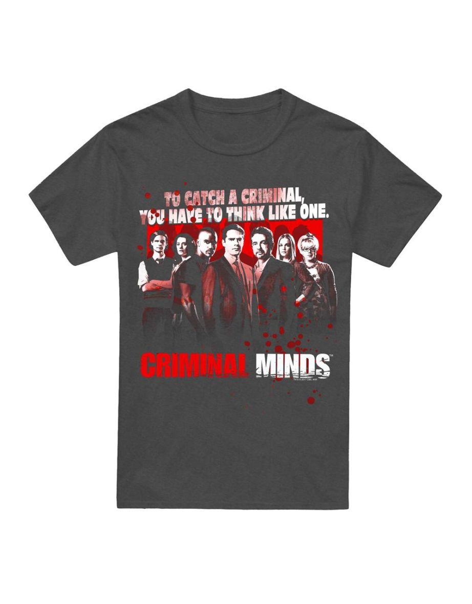 Criminal Minds Unisex Adult Think Like One T-Shirt - Charcoal
