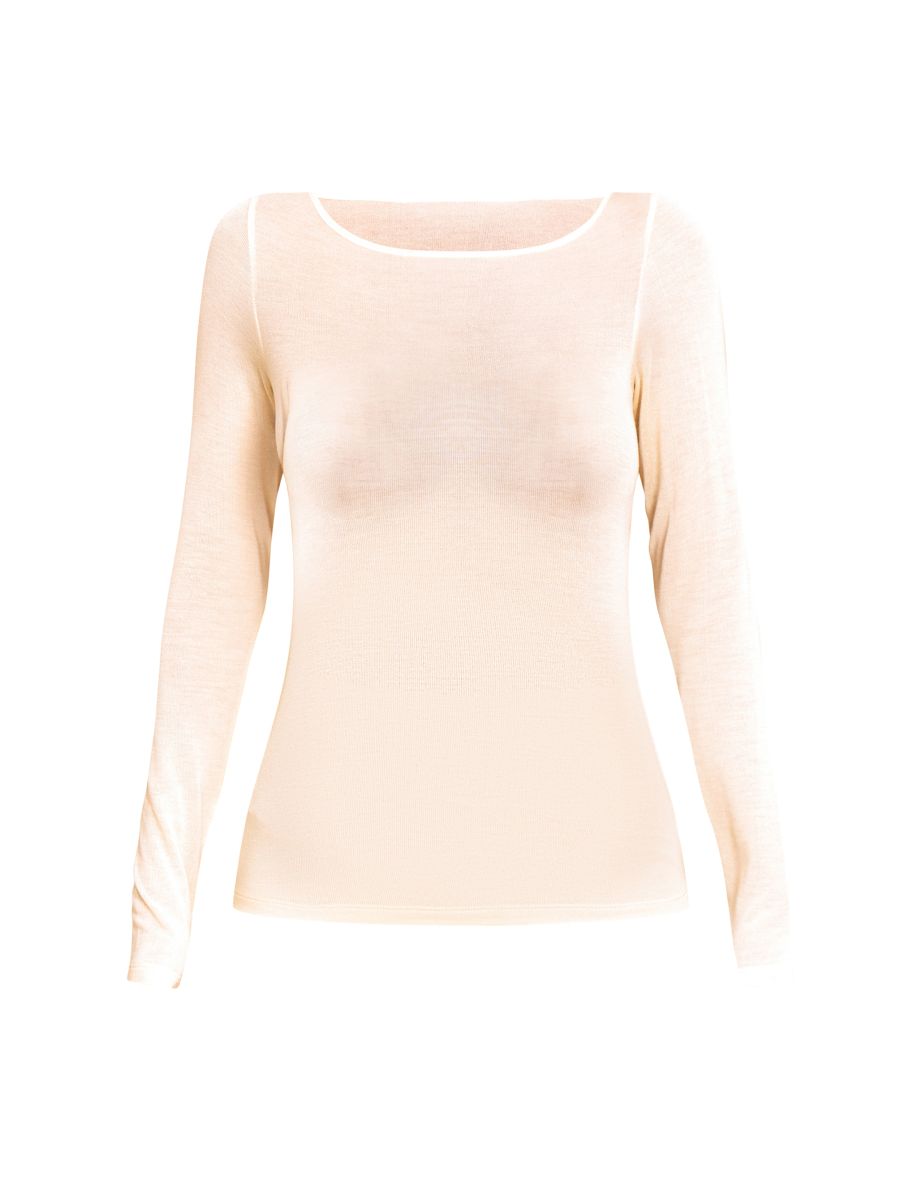 Butter Yellow Sheer Soft Touch Crew Neck Long Sleeve Top - 4